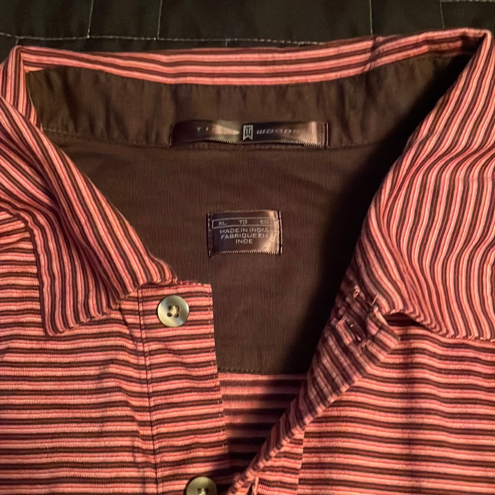 Nike Tiger Woods golf polo shirt XL striped red & black